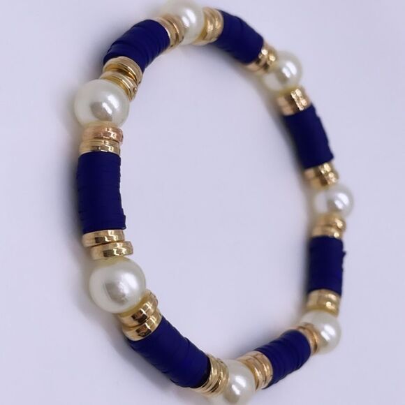 NWT Wool + Pepper Co. Indigo & Gold Bracelet - Picture 3 of 6